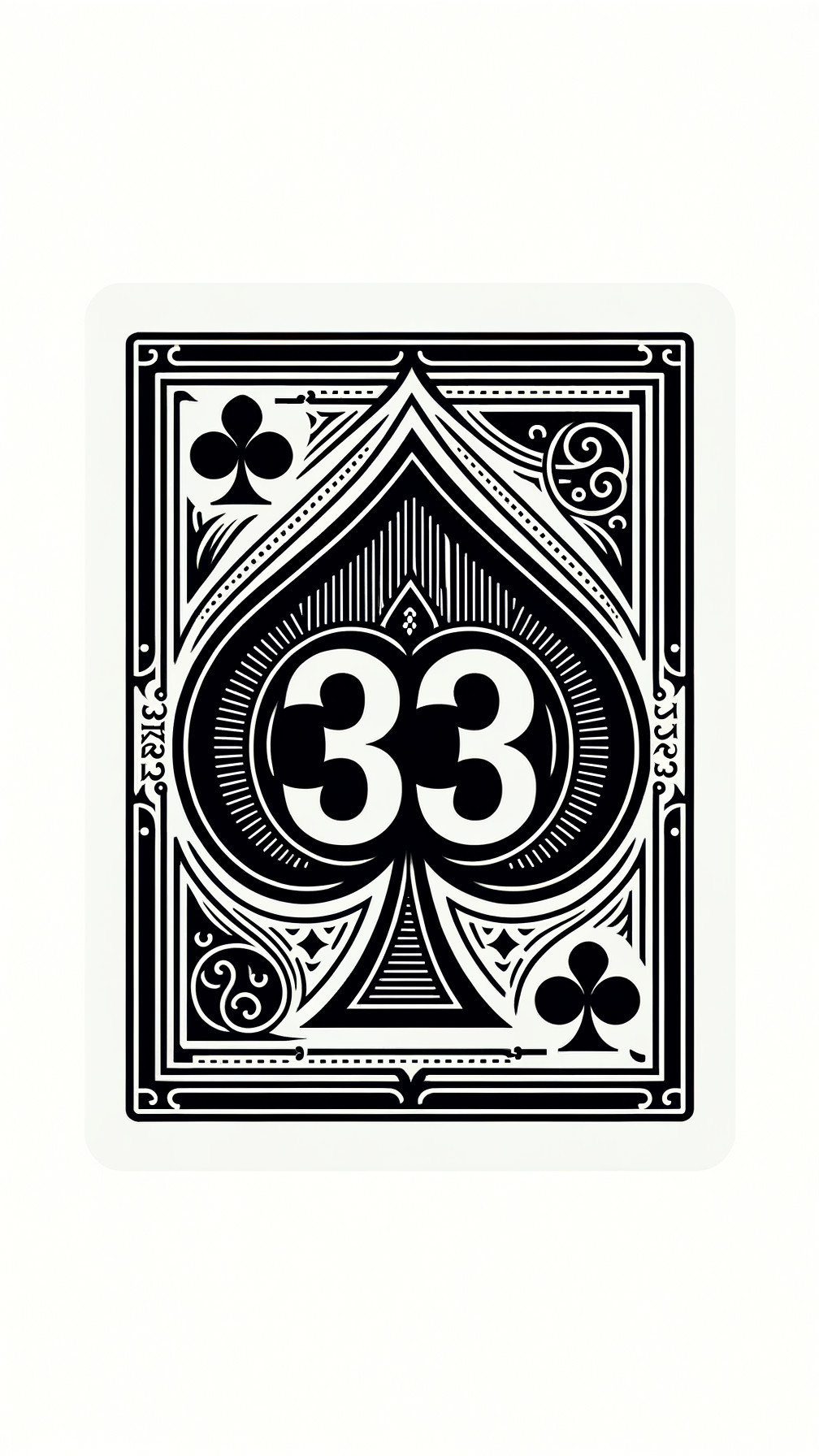 Black and White Playing Card Design with Number 33