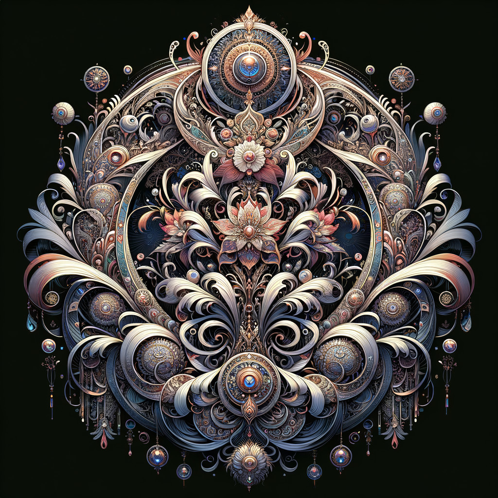 Intricate Symmetrical Design with Floral Motifs