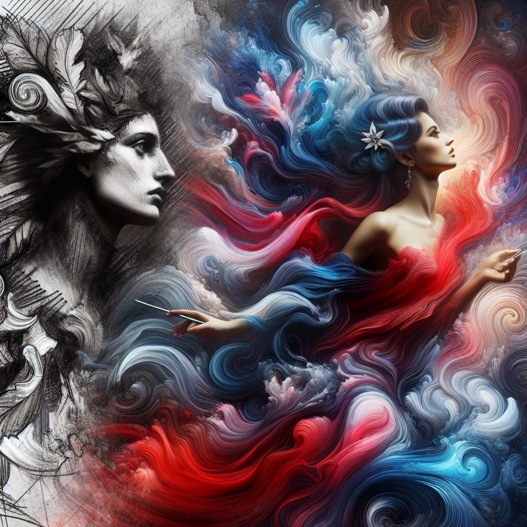 Surreal Black-and-White and Colorful Figure Contrast
