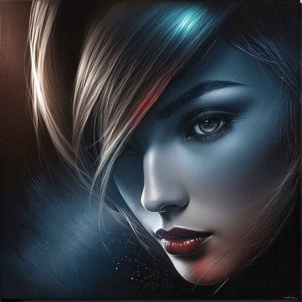 Close-Up Portrait of a Woman with Dramatic Features