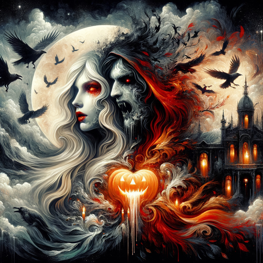 Ghostly Couple in a Dark, Gothic Landscape
