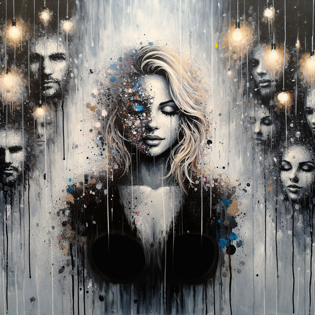 Ethereal Artwork with Contemplative Central Figure