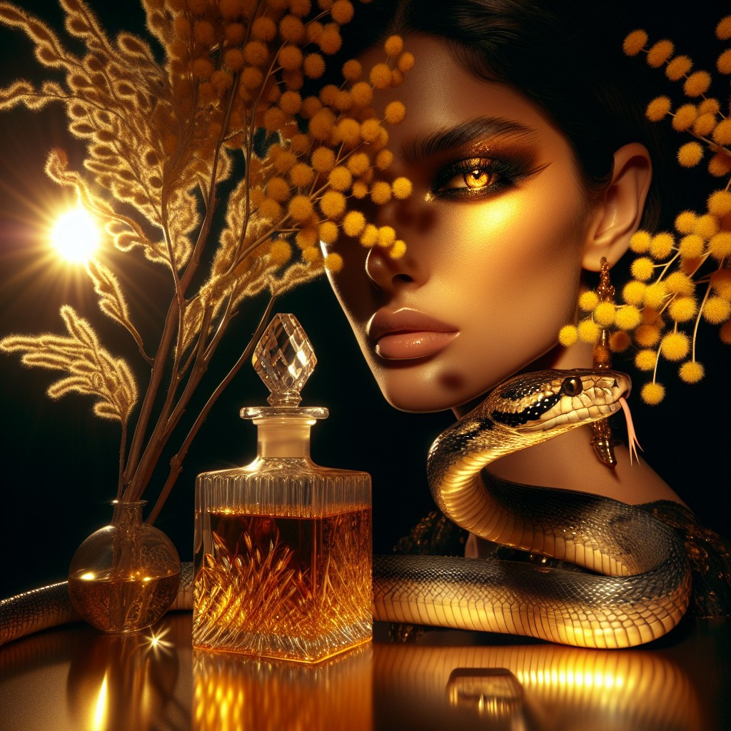 Glamorous Woman with Golden Makeup and Snake Accents