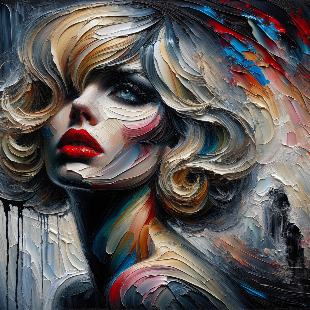 Portrait of a Woman with Bold Colors and Wavy Hair