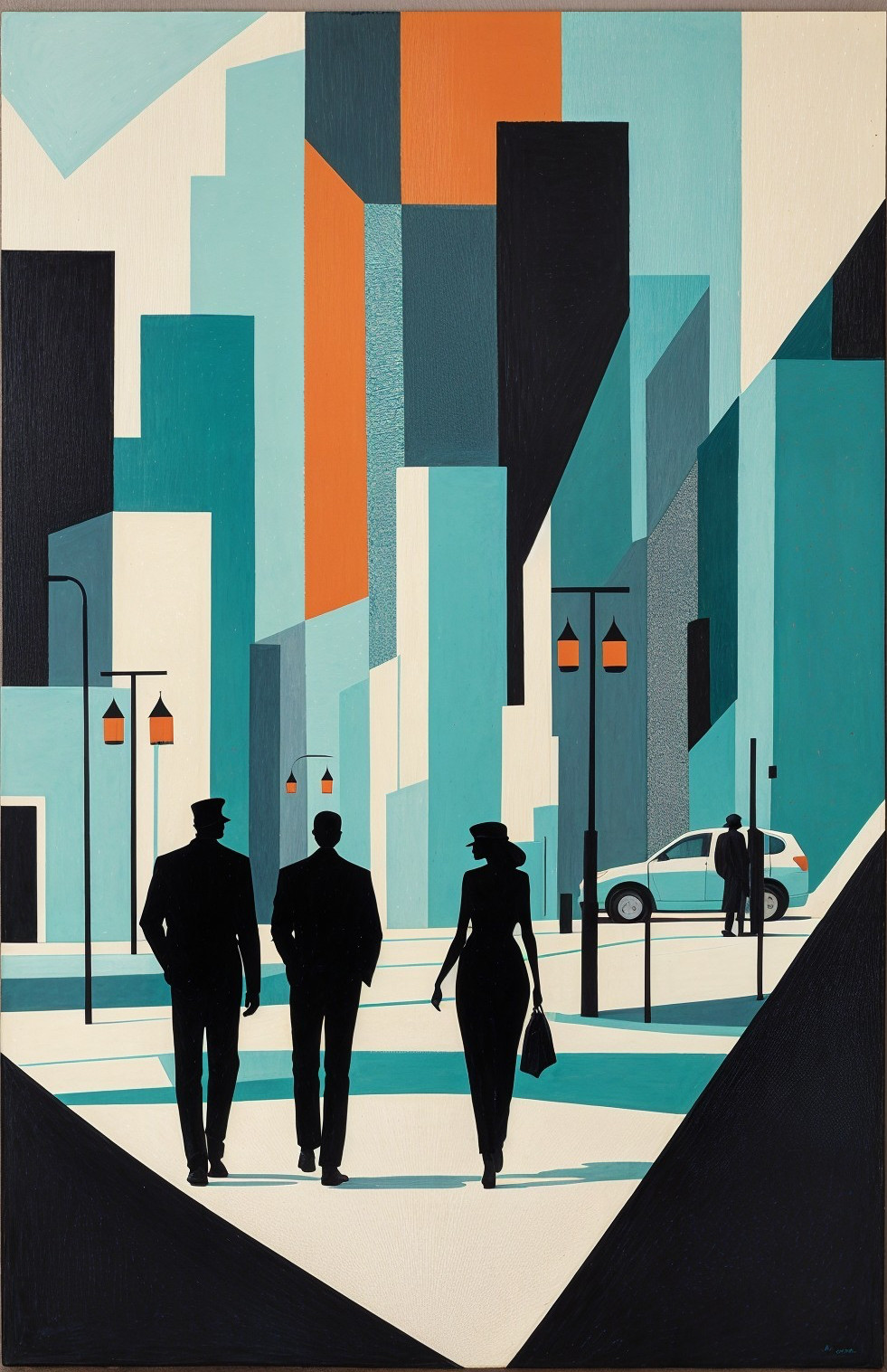 Stylized Urban Landscape with Geometric Buildings