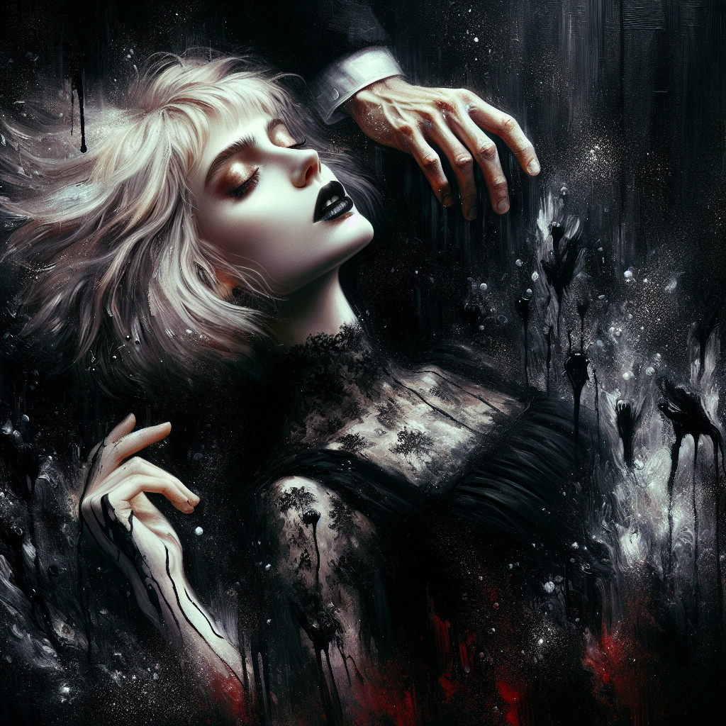 Ethereal Figure Against Dark Textured Background