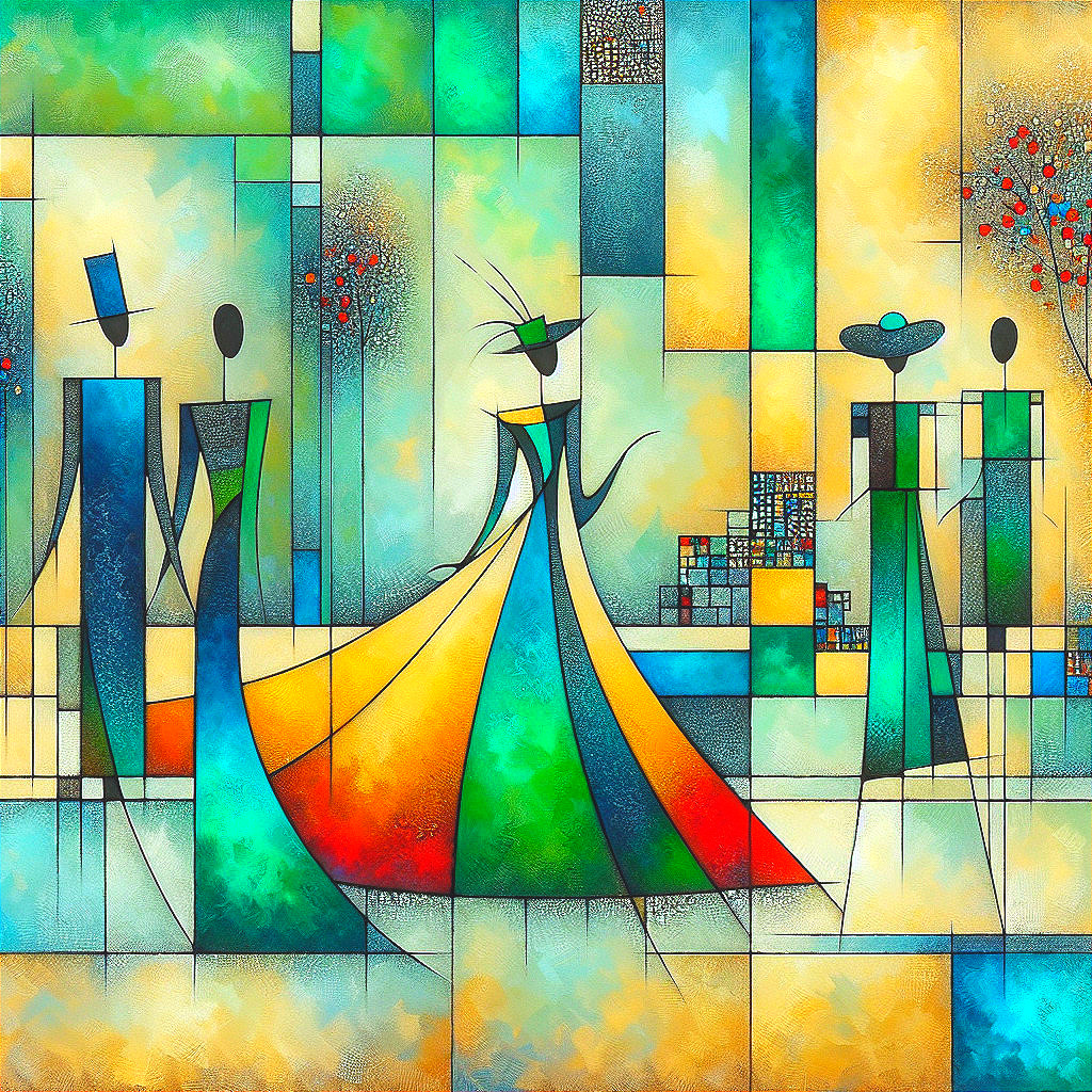 Abstract Colorful Composition of Stylized Figures