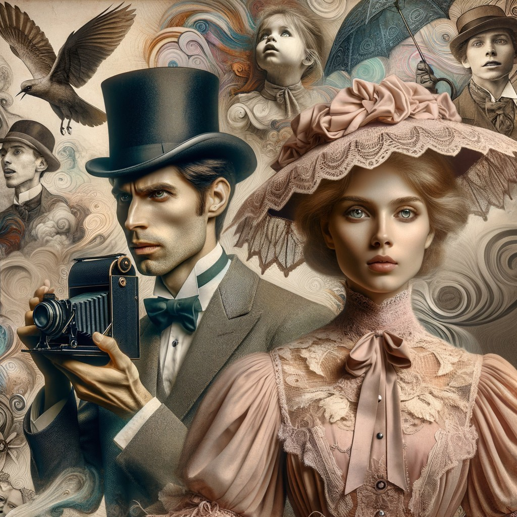 Late 19th Century Stylish Couple with Vintage Camera