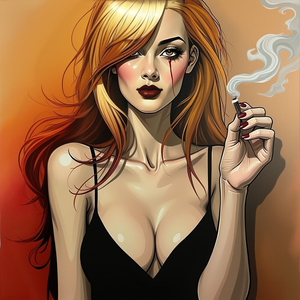 Stylized Illustration of a Woman with Blonde Hair