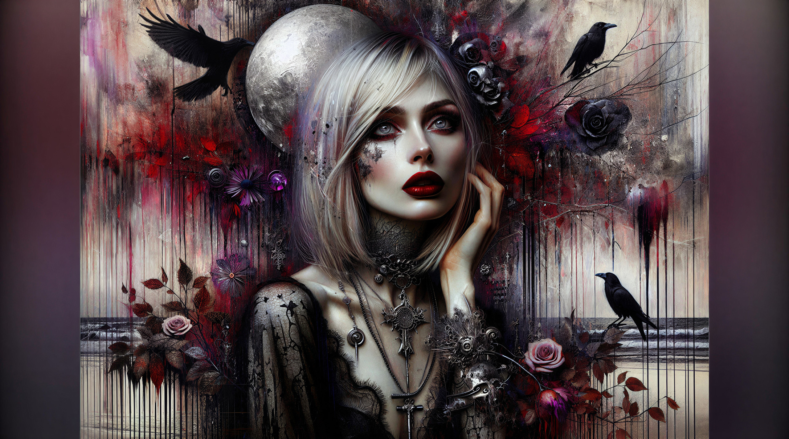 Portrait of a Pale Woman in Gothic Atmosphere