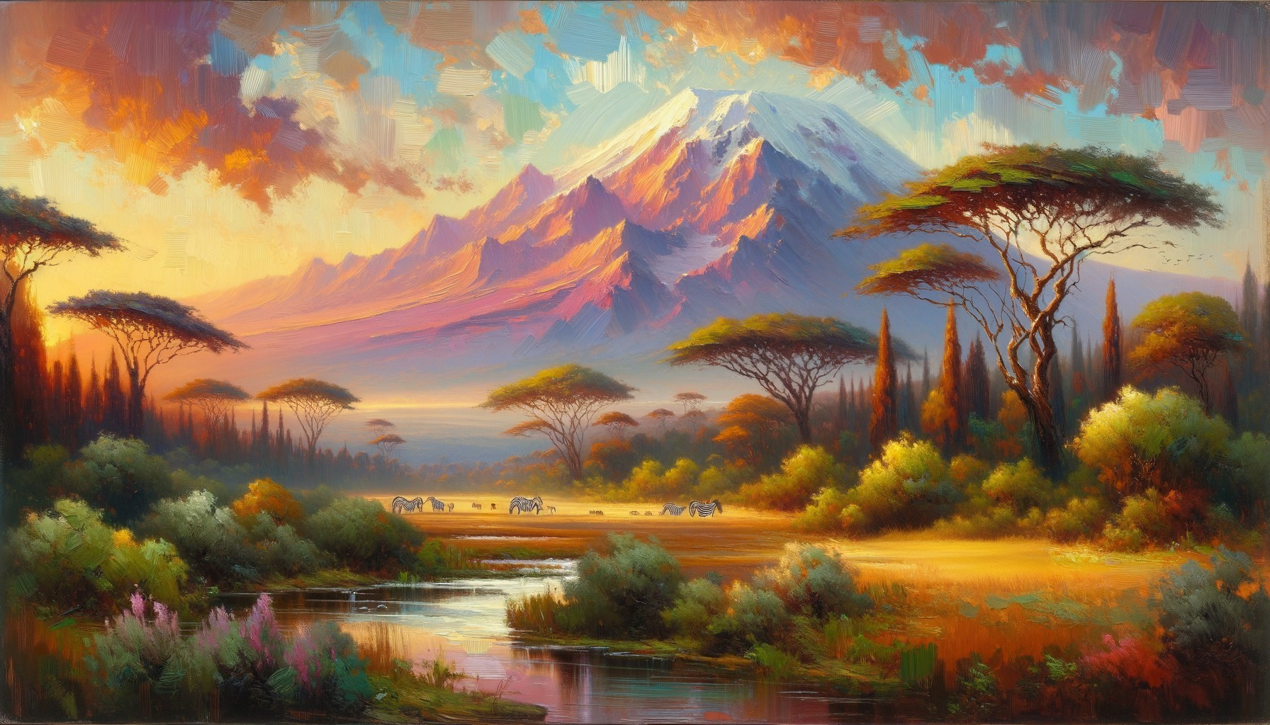 Majestic Mountain Landscape at Sunset with River