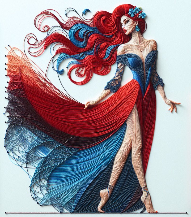 Paper Quilled Portrait: Red-Haired Woman