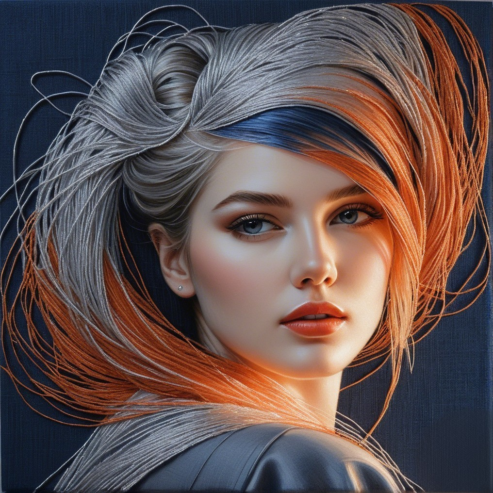 Portrait of a young woman with colorful styled hair
