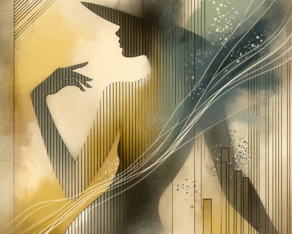 Silhouette of a Woman with Art Deco Elements