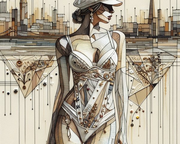 Stylish Woman in Chic White Outfit with City Skyline