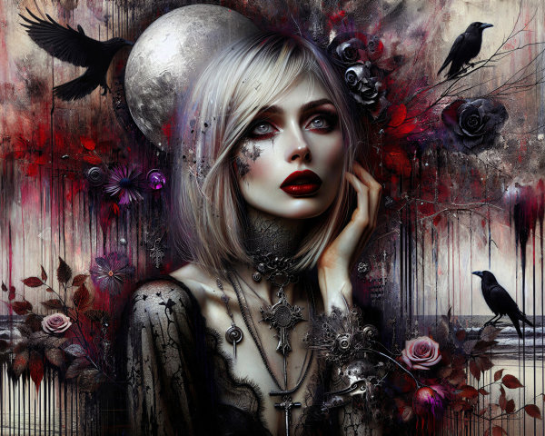 Portrait of a Pale Woman in Gothic Atmosphere
