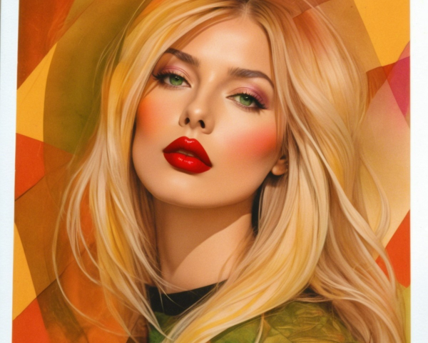 Portrait of a Woman with Blonde Hair and Bold Makeup