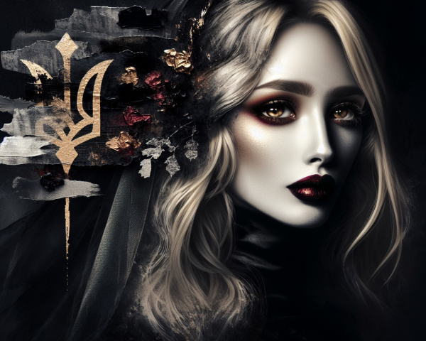 Portrait of a Woman with Elegant, Dramatic Features