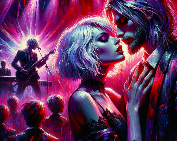 Surreal Concert Scene with a Romantic Couple