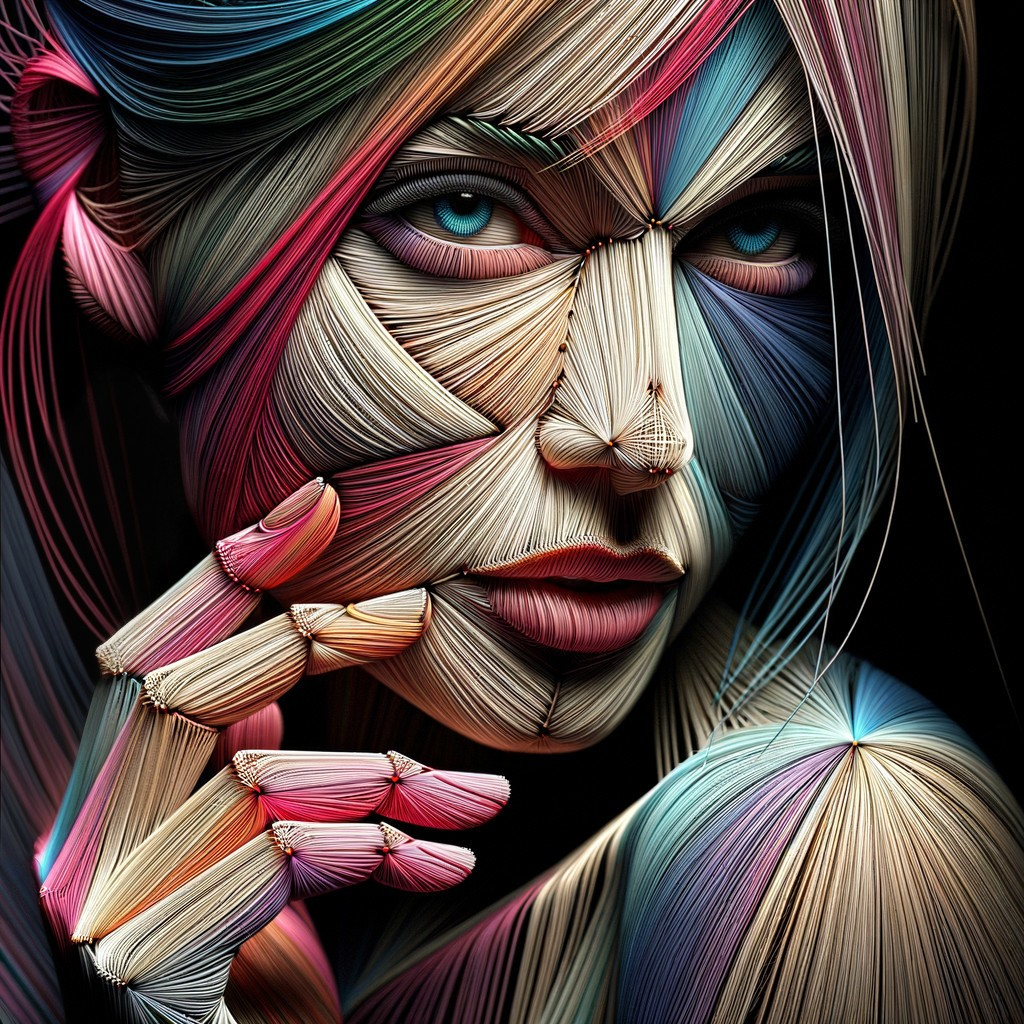 Artistic Portrait of a Woman with Colorful Strands