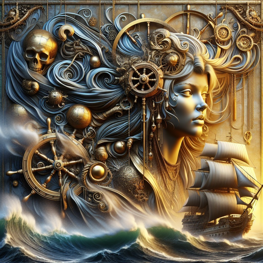 Mystical Ocean and Steampunk Aesthetic Scene
