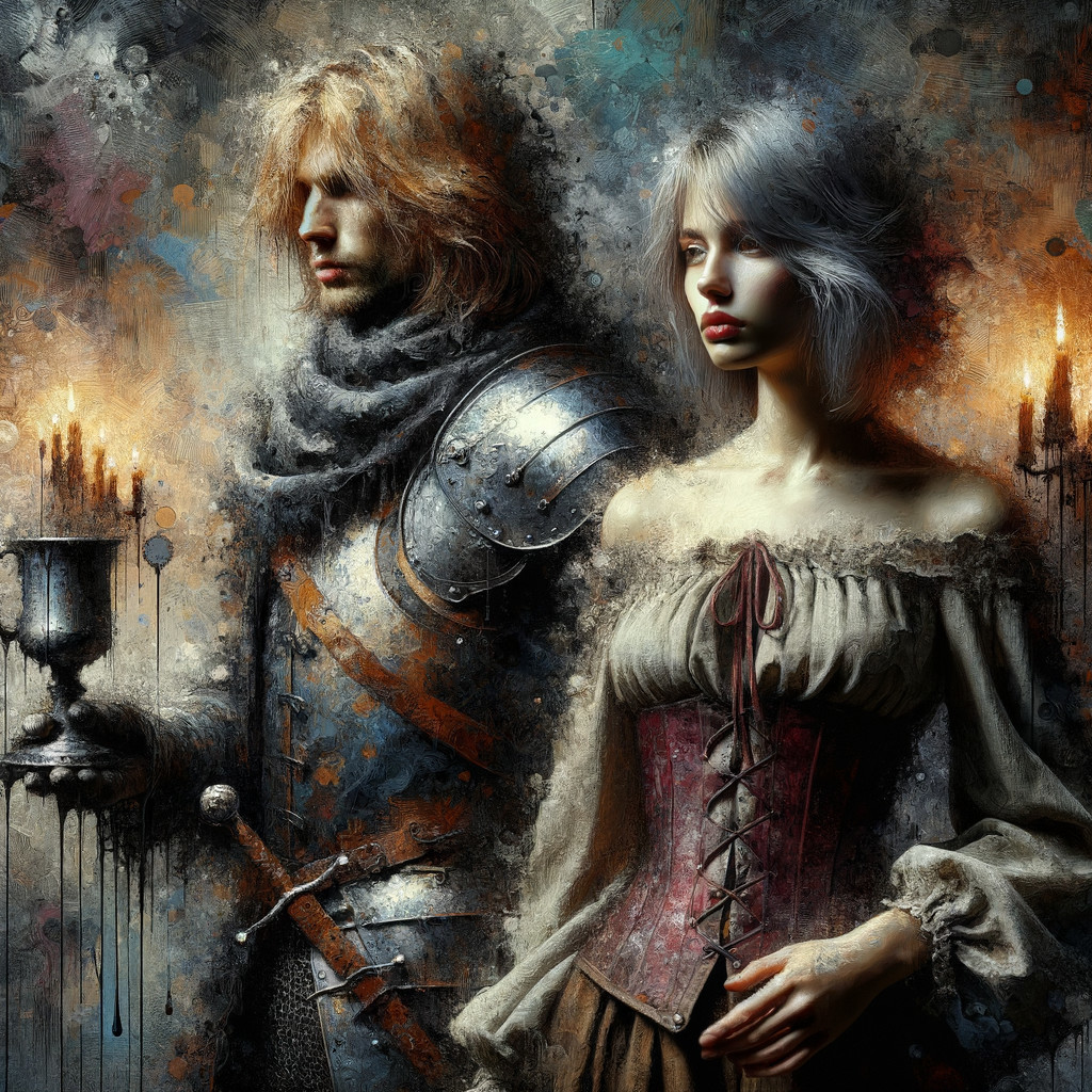 Knight and Woman in Mystical Painterly Setting