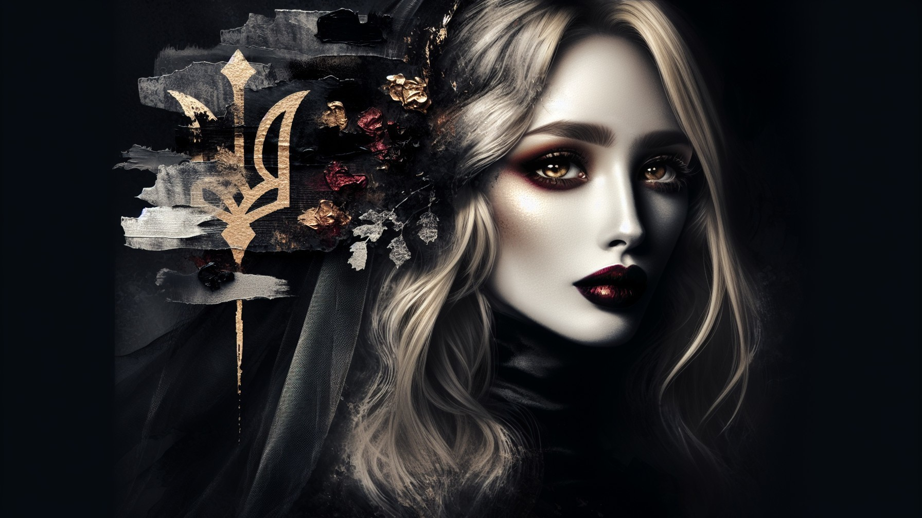 Portrait of a Woman with Elegant, Dramatic Features