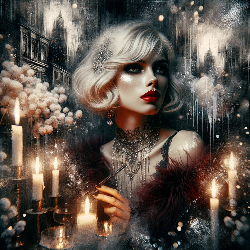 Glamorous Woman in Elegant Attire with Cocktail