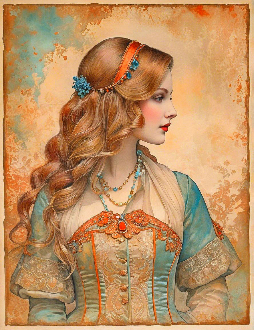 Profile of a Woman in Historical Dress with Hairpiece