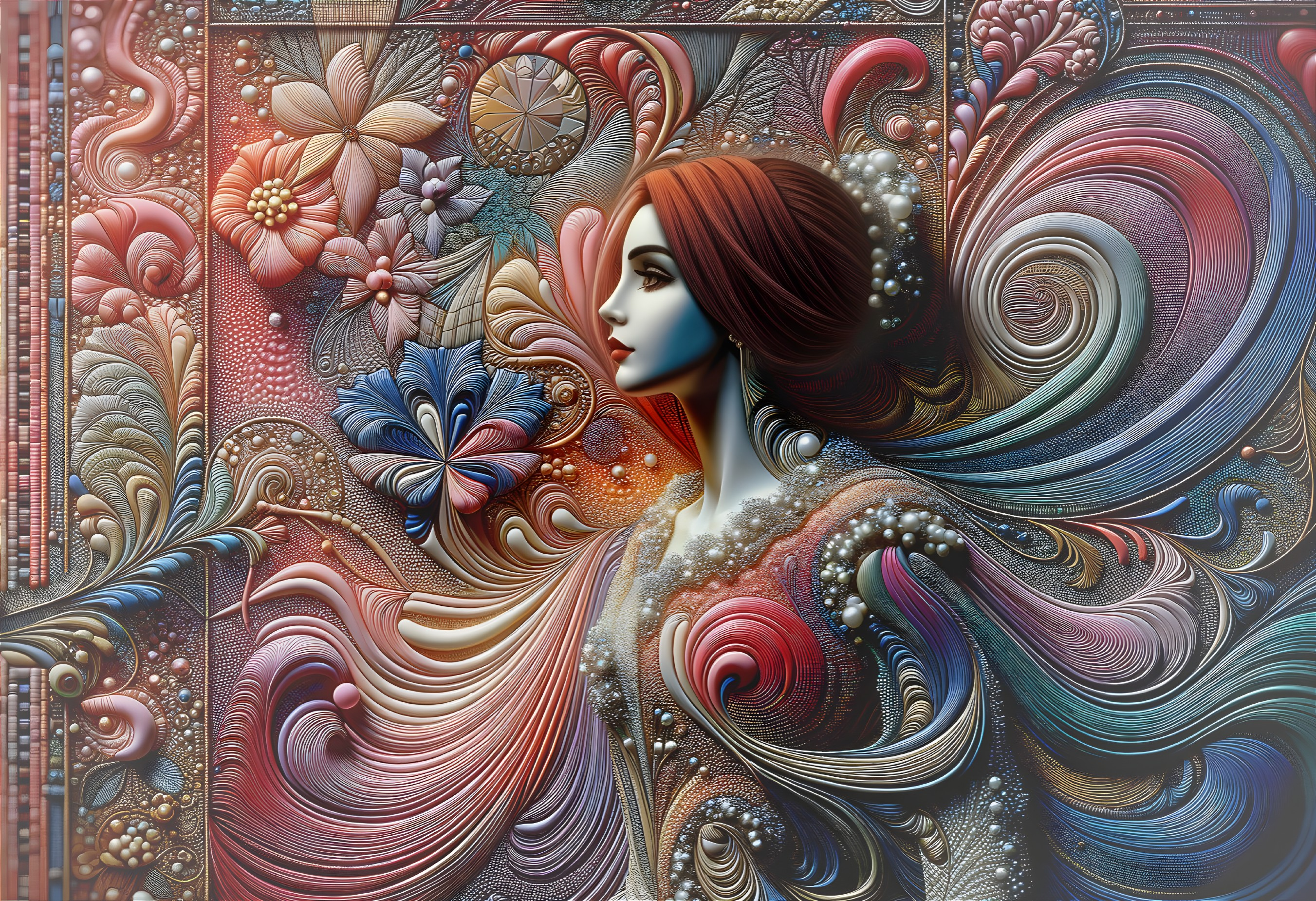 Colorful surreal profile image with integrated patterns and shapes.