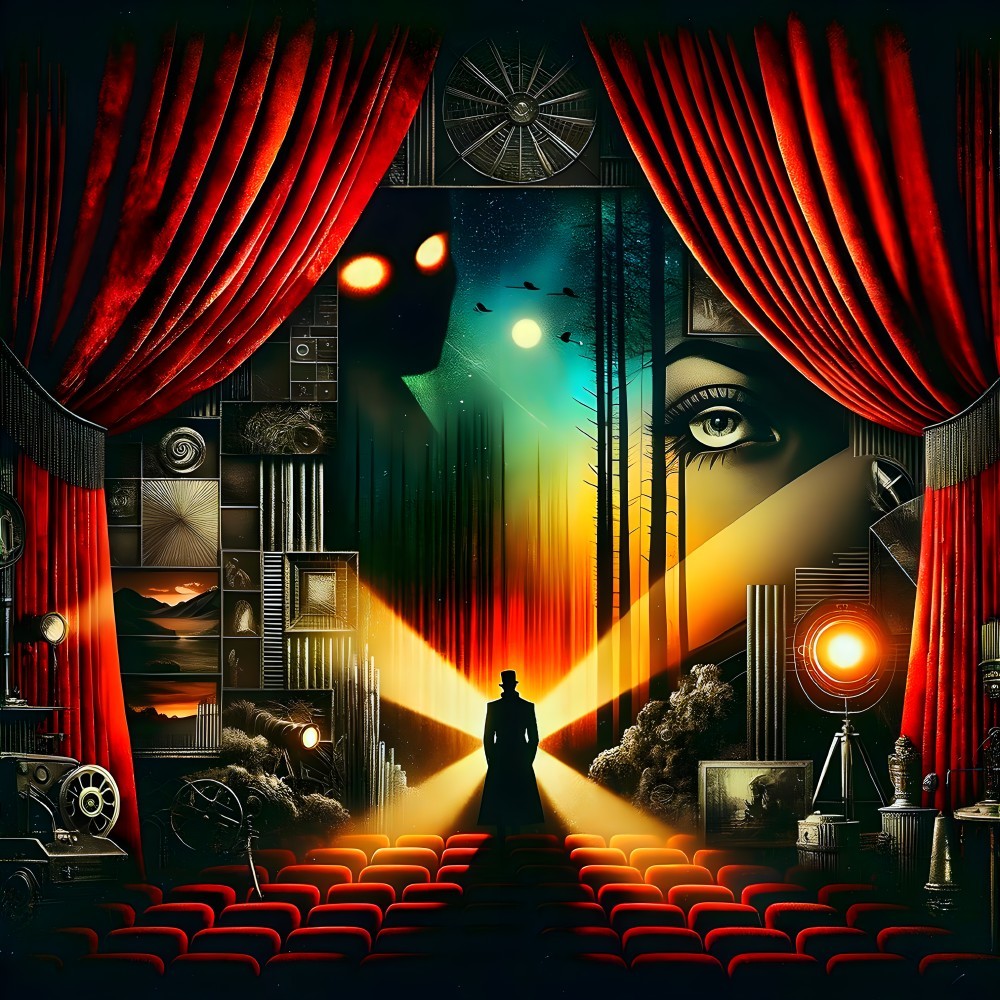 Dramatic Theatrical Scene with Vintage Equipment