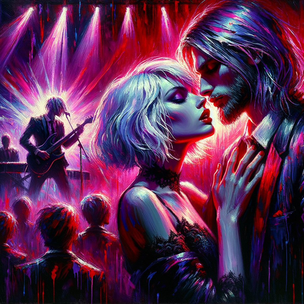Surreal Concert Scene with a Romantic Couple