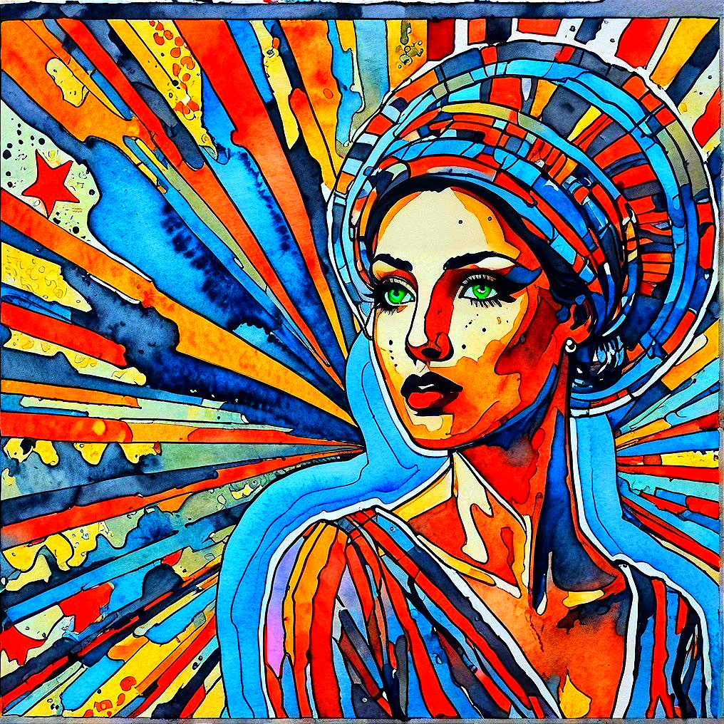 Vibrant Portrait of a Woman with Colorful Headwrap
