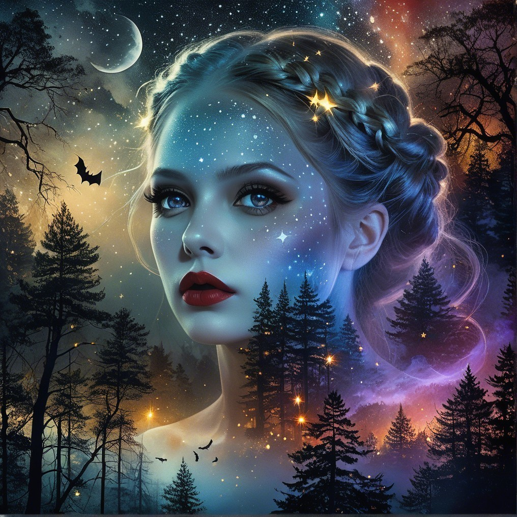 Ethereal Portrait of a Woman in a Mystical Forest