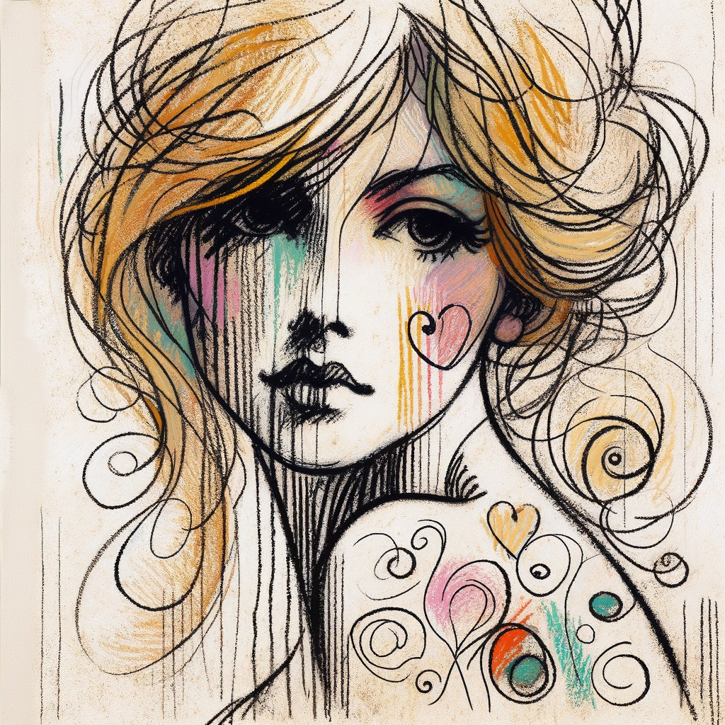Artistic portrait of a woman with colorful accents