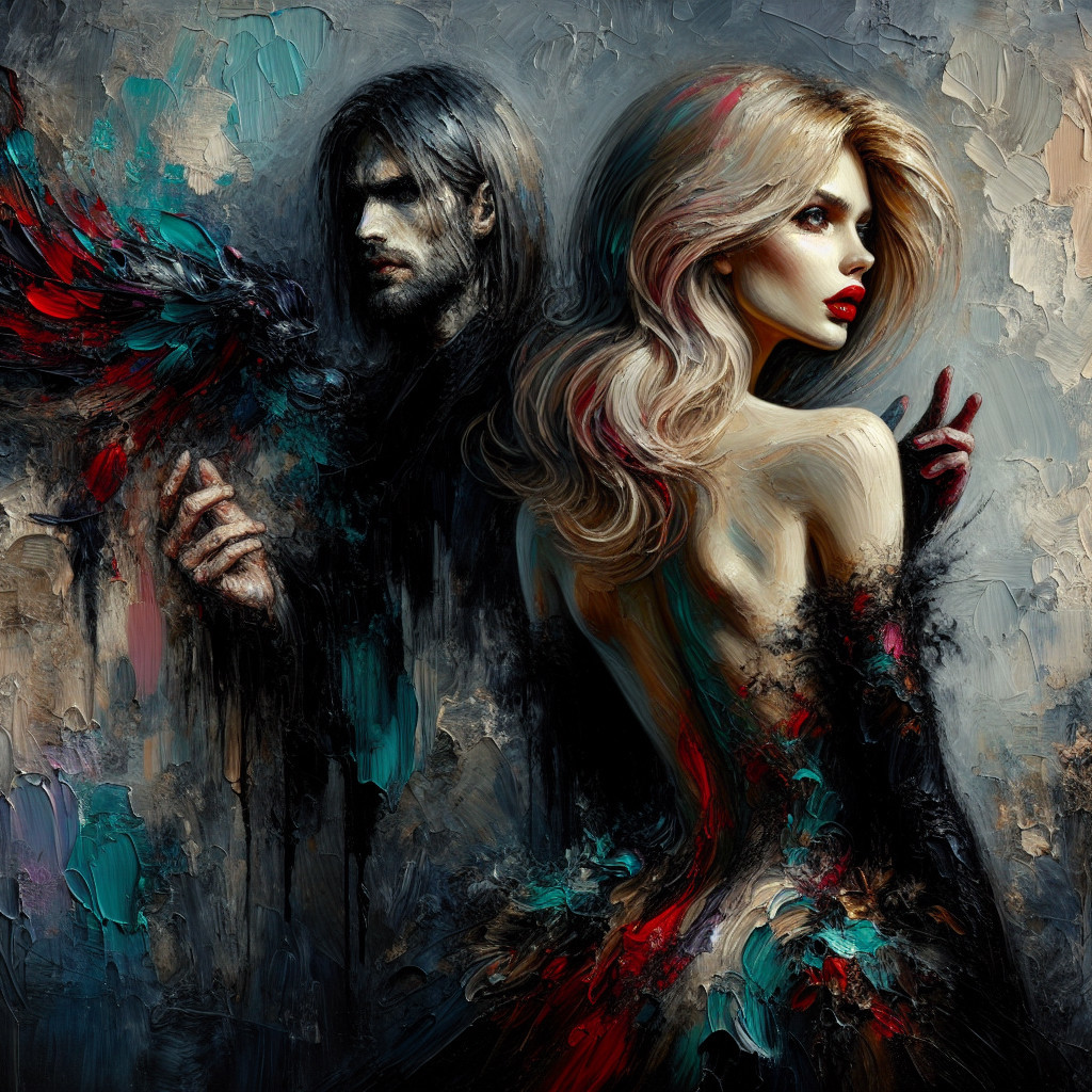 Surreal Portrait of Woman with Colorful Hair and Shadows