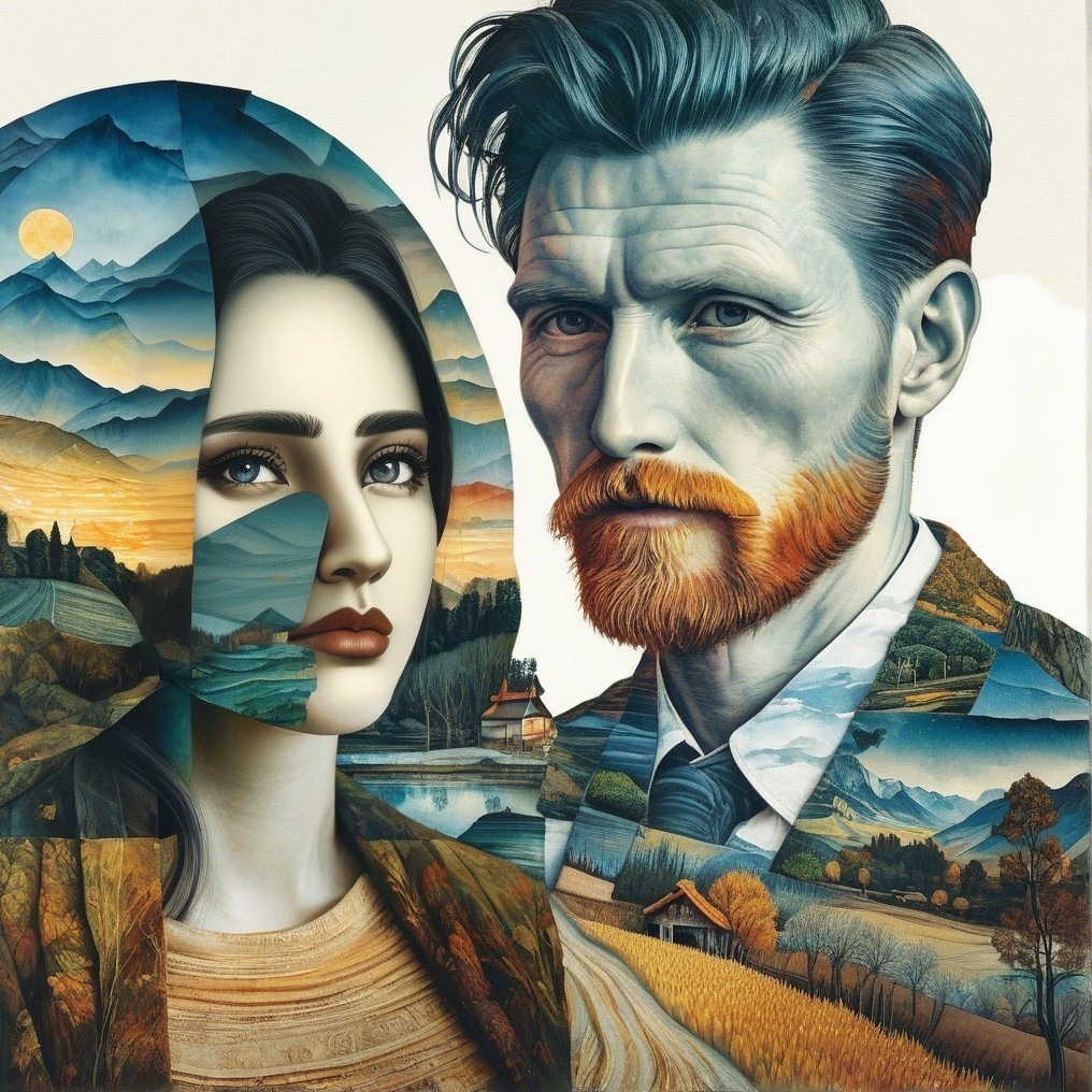 Surreal Portrait Blending Faces with Vibrant Landscapes