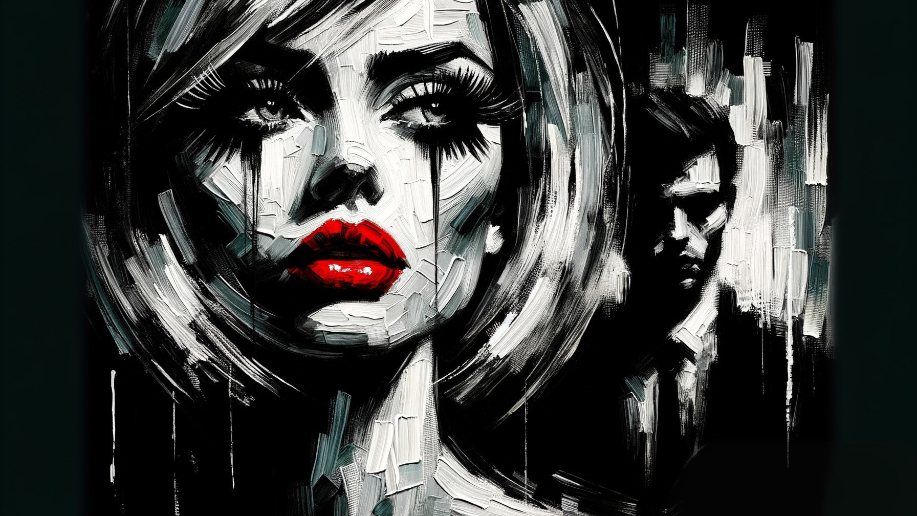 Monochromatic Portrait of a Woman with Bold Features