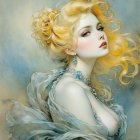 Woman in Black Dress by Window with Snow and Ornament