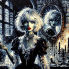 Gothic Scene with Figure and Sparkling Orb