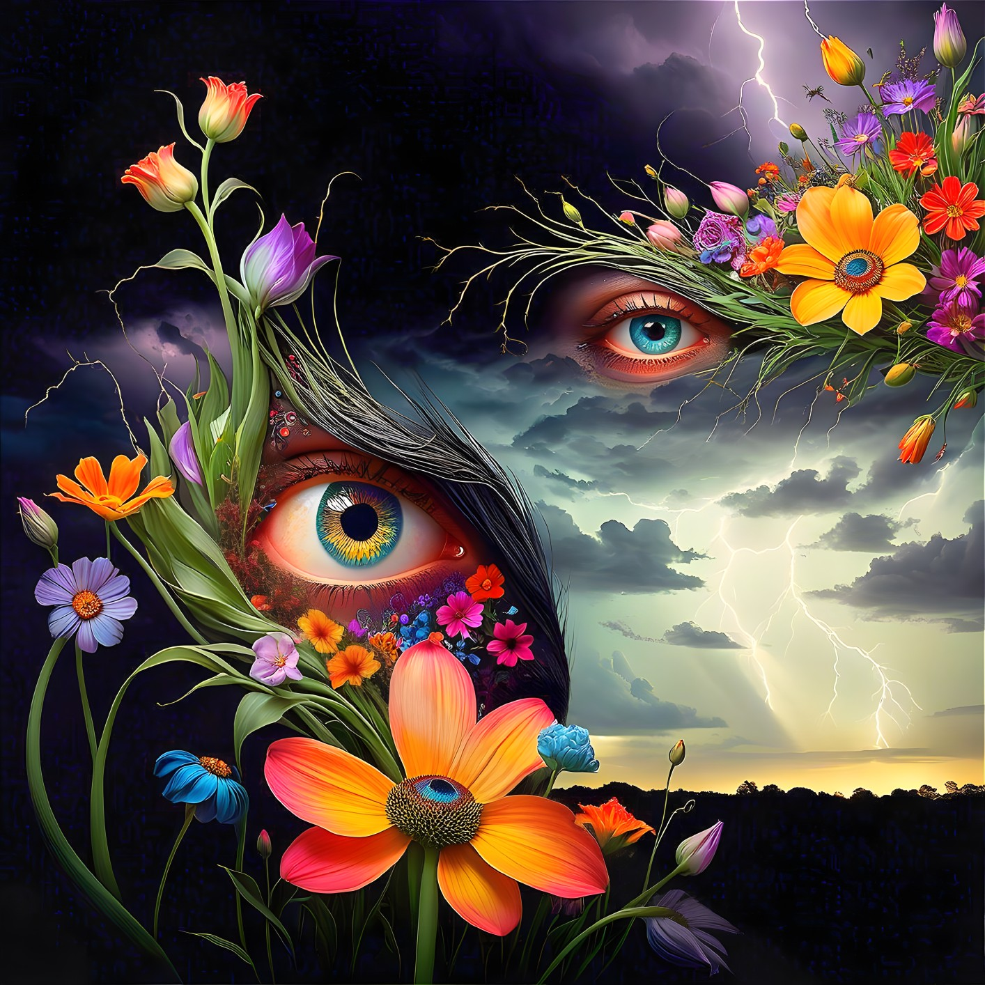 Surreal Artwork of Nature and Human Elements