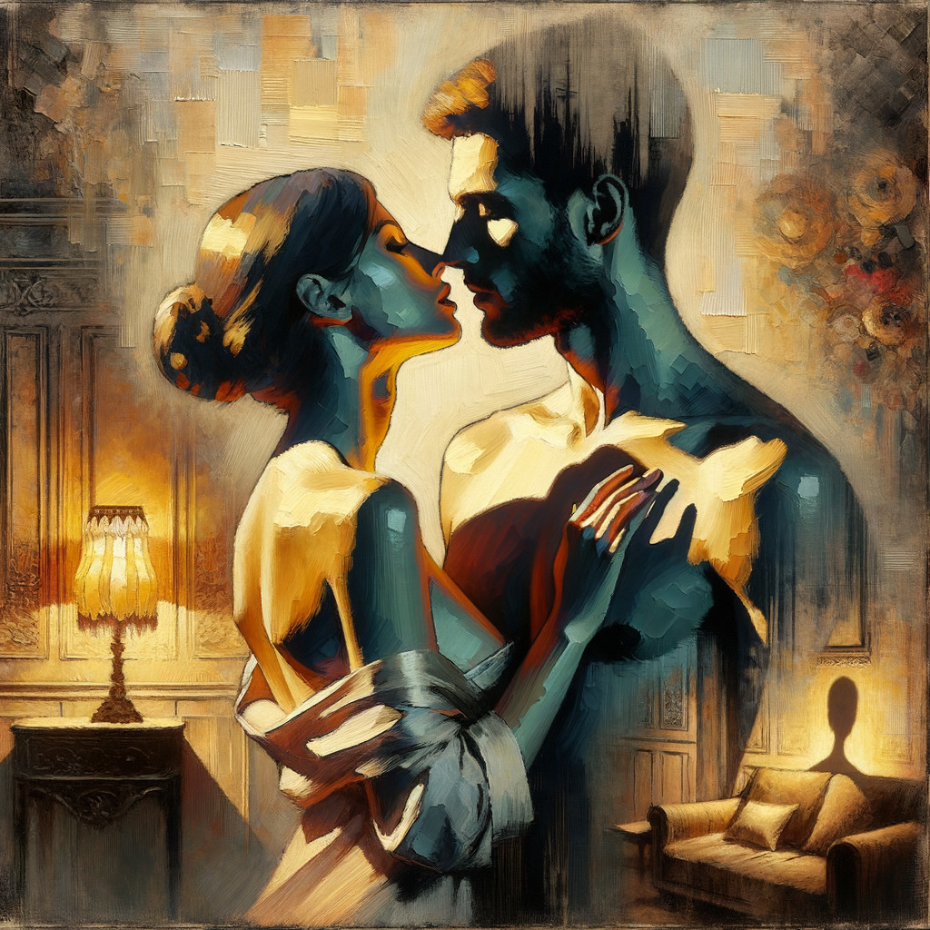 Intimate Couple Portrait with Warm Lighting and Textures