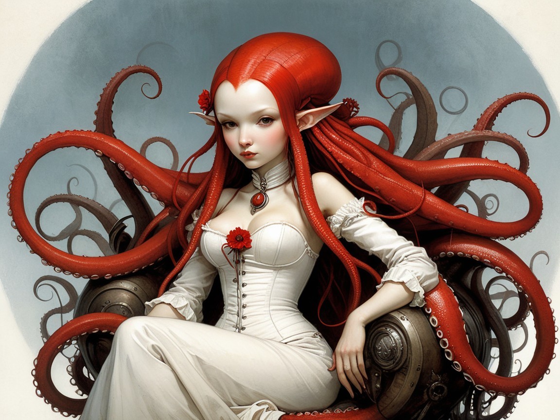 Fantasy Artwork of a Young Female Character in Gown