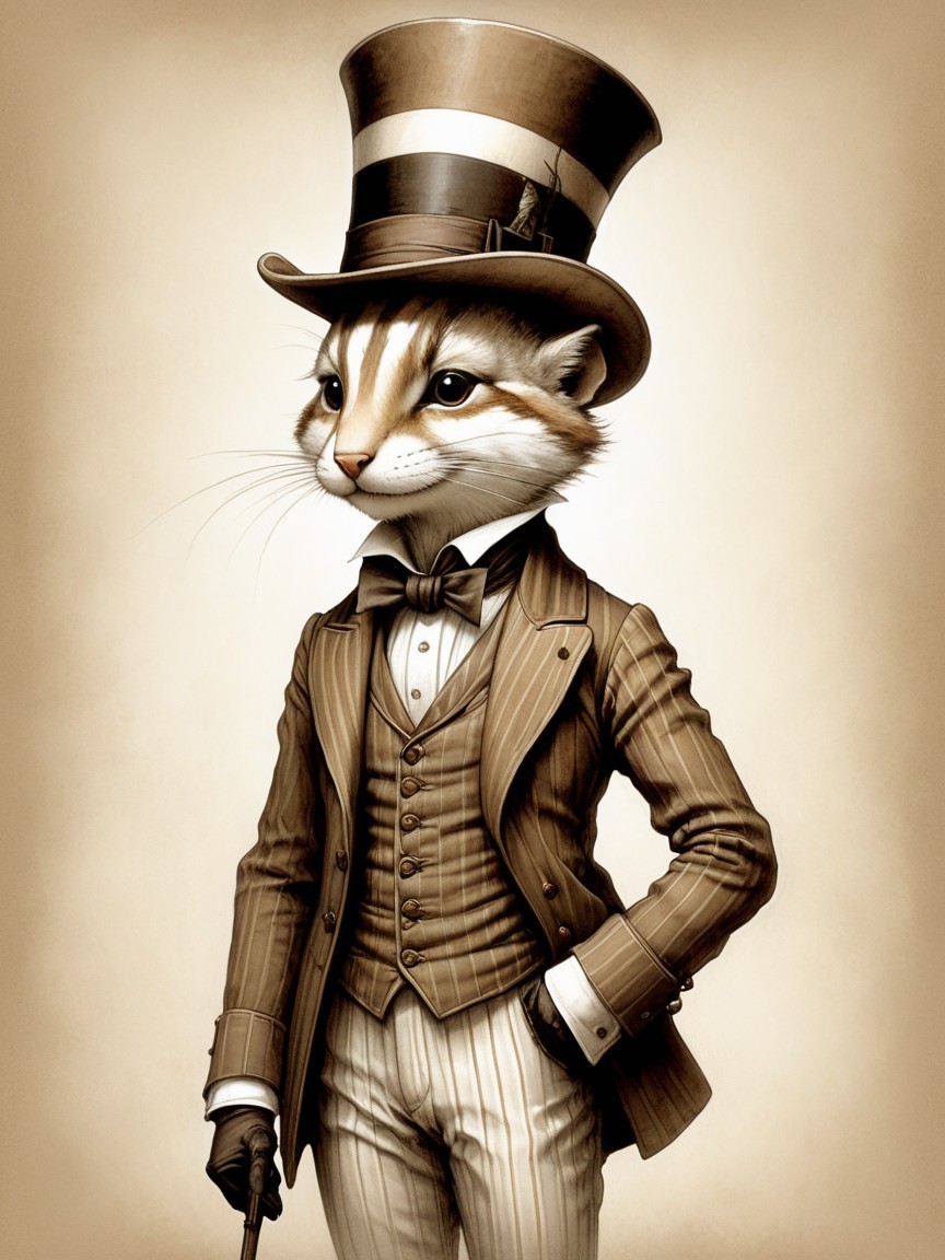 Anthropomorphic Cat in Tuxedo with Top Hat