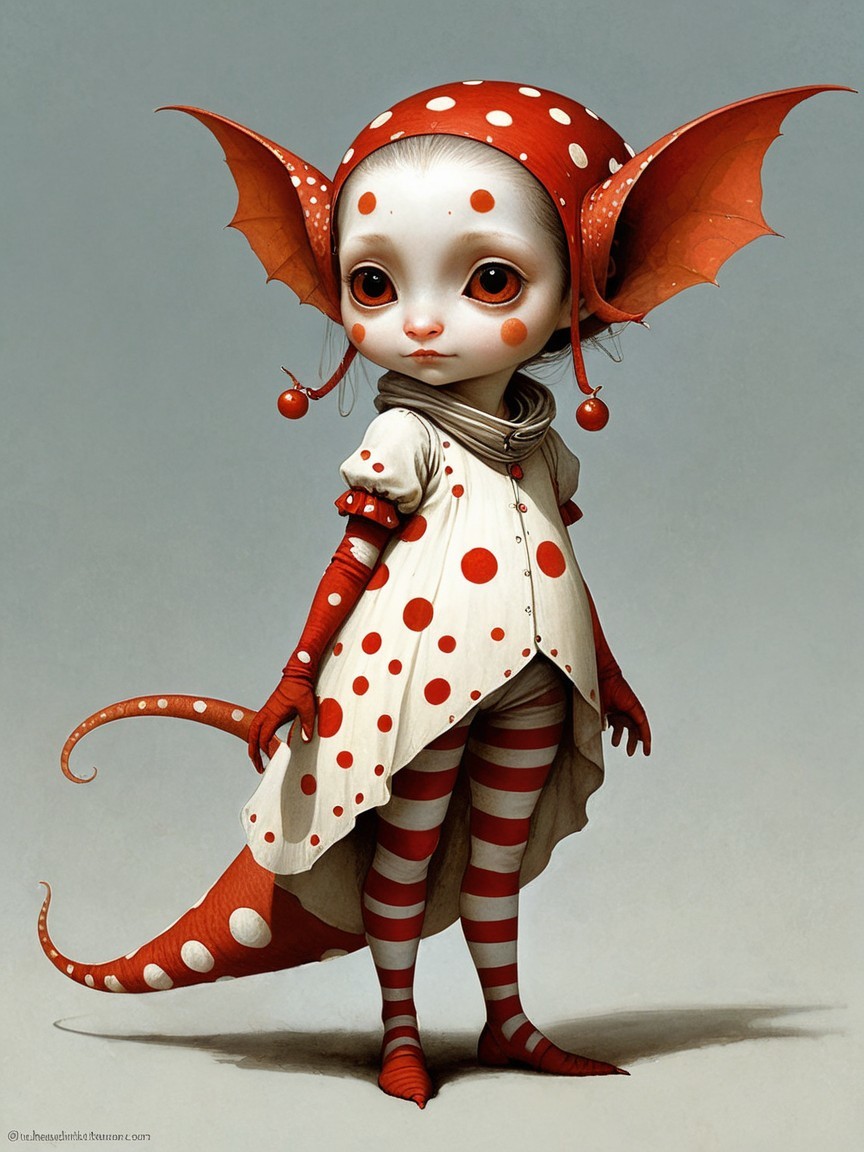 Whimsical Creature with Expressive Eyes and Costume