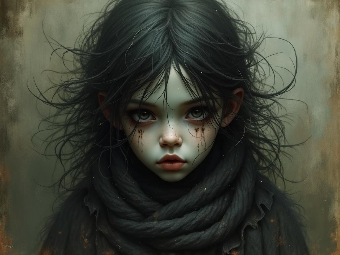 Portrait of a Young Girl with Striking Features
