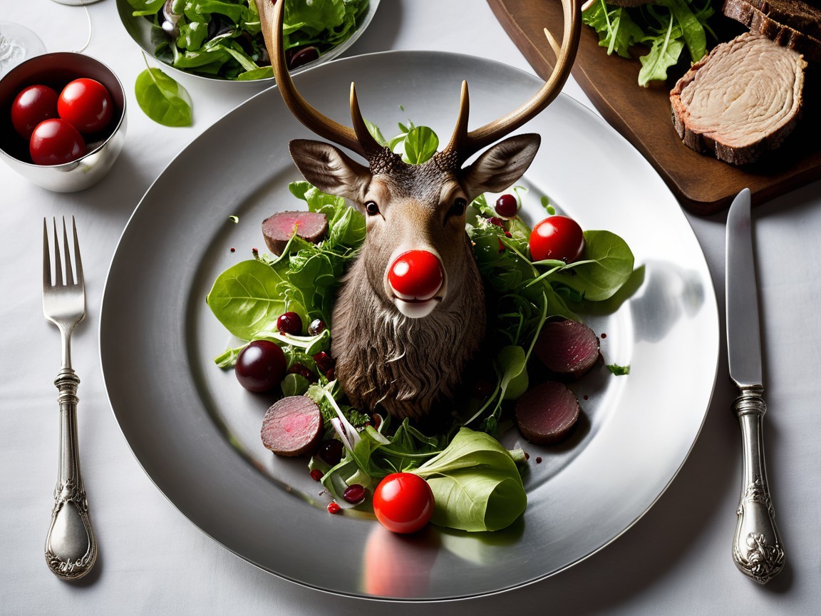 Fine Dining Christmas Dinner with Roasted Venison