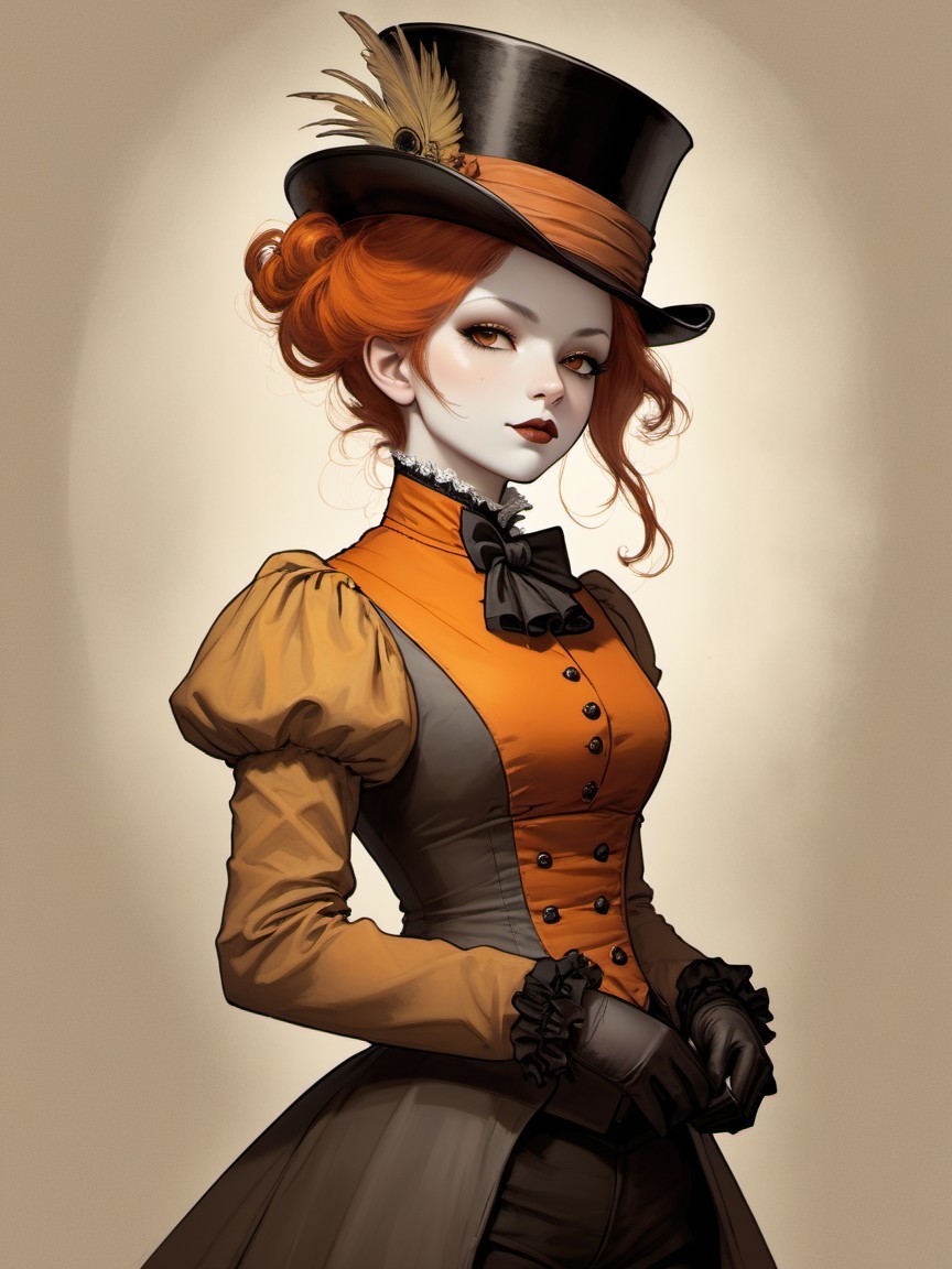 Vintage-Inspired Outfit with Orange and Gray Palette