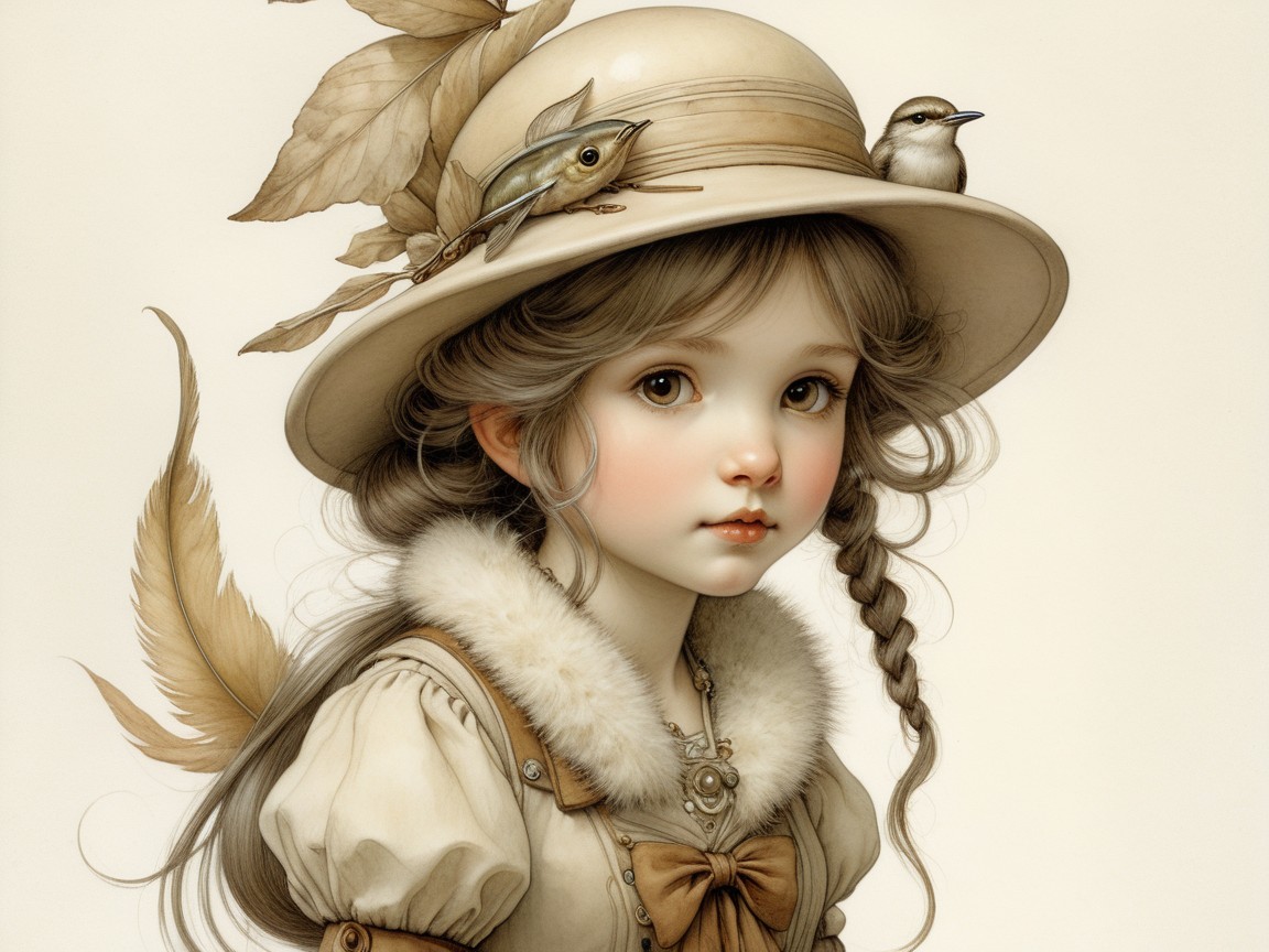 Charming Young Girl with Vintage Style and Hat