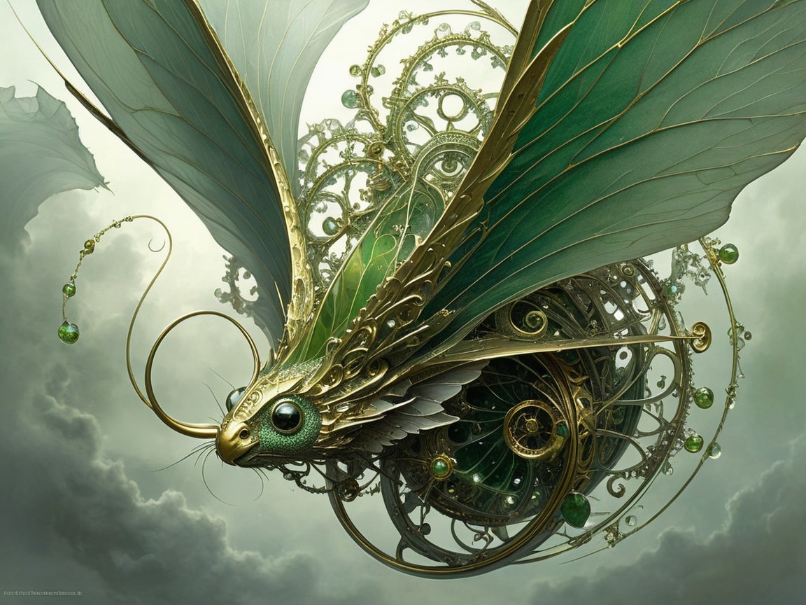 Ornate Butterfly Creature with Mechanical Features